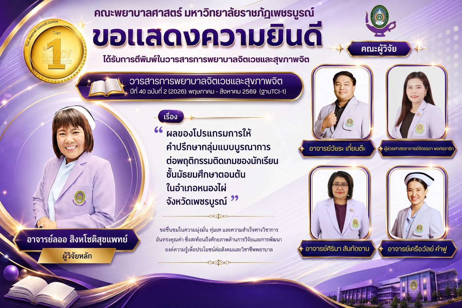 ผลงานวิชาการและการตีพิมพ์ระดับชาติ/นานาชาติ